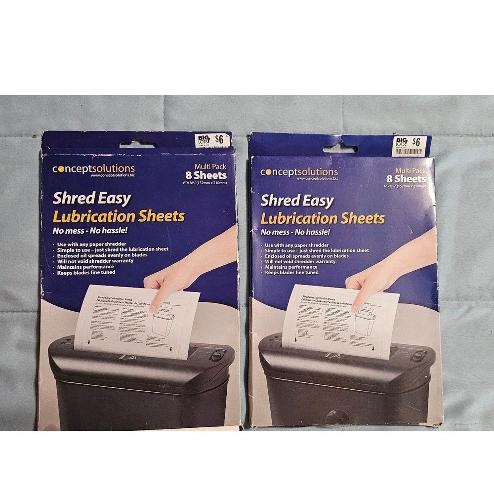 2 Pack Concept Solutions Shred Easy Lubrication Sheets 16 Total Sheets 6x8.5 in